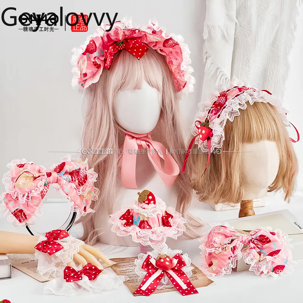 

Girl Hairclip Original Handmade Strawberry Lolita Style New Headwear Sweet Cute Cake Fashion Hair Accessories for Women