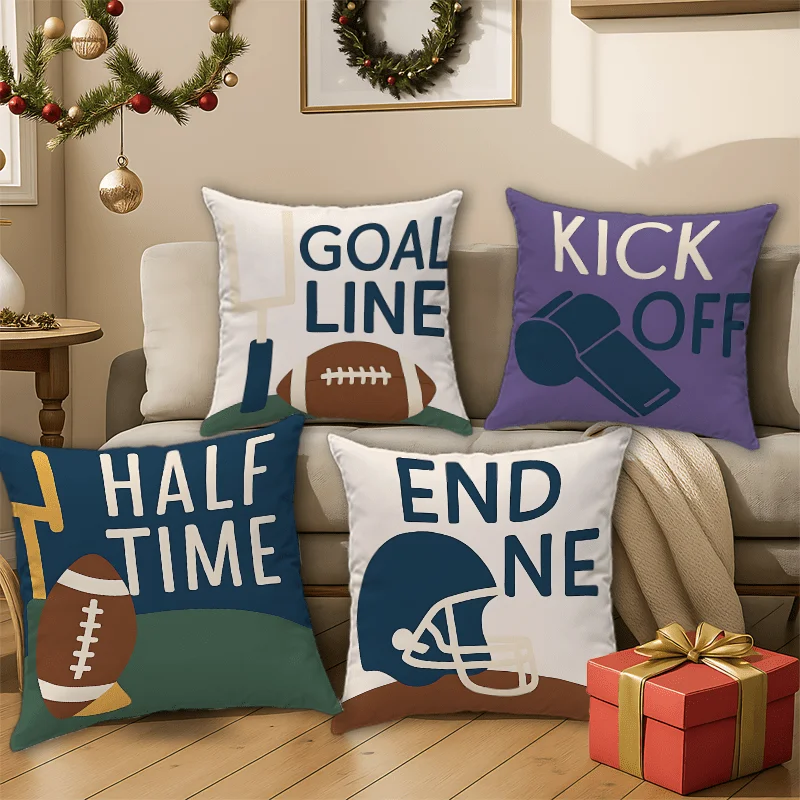 4pcs American football theme digital printing pillow cover Short plush Suitable living rooms bedrooms sofas throw cushion cover