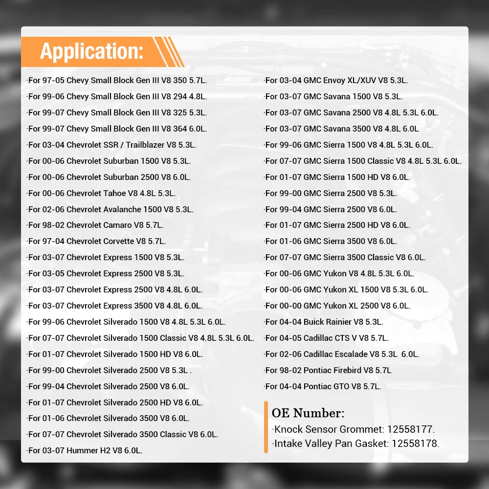 3 Sello de junta de placa de cubierta de cacerola de valle de motor 12558178   Para LS1 LS6 LQ4 LQ9 Buick Chevrolet GMC Hummer Pontiac 5.3L 6.0L 5.7L 4.8L