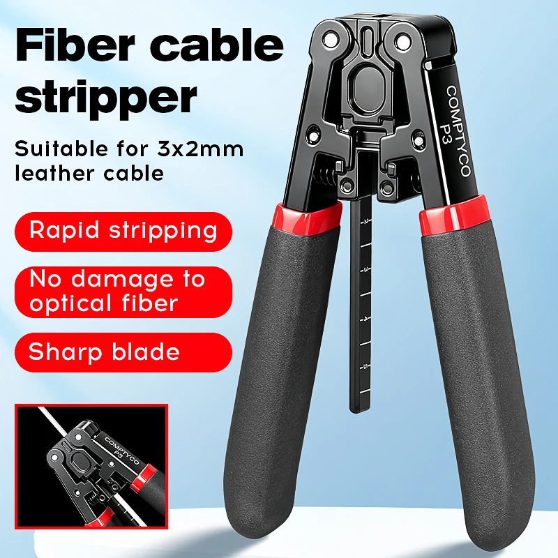 COMPTYCO P3 Fiber Optic Stripping Pliers FTTH Tool Optical Fiber Cable Stripper 3*2MM Optical Fiber Leather Wire Stripper