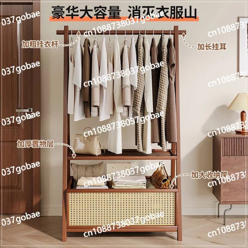 شماعة أرضية غرفة النوم، شماعة منزلية، خشب متين، متعددة الوظائف #2