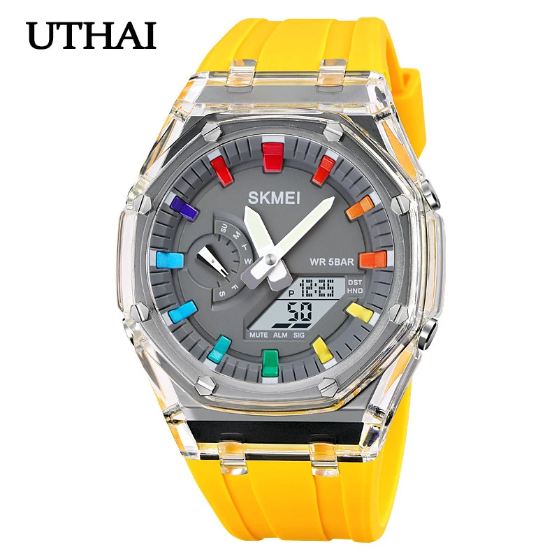 UTHAI CQ253 Couples Colorful Electronic Watch Multi functional Night Light Waterproof Watch Sports Outdoor Handsome Clock