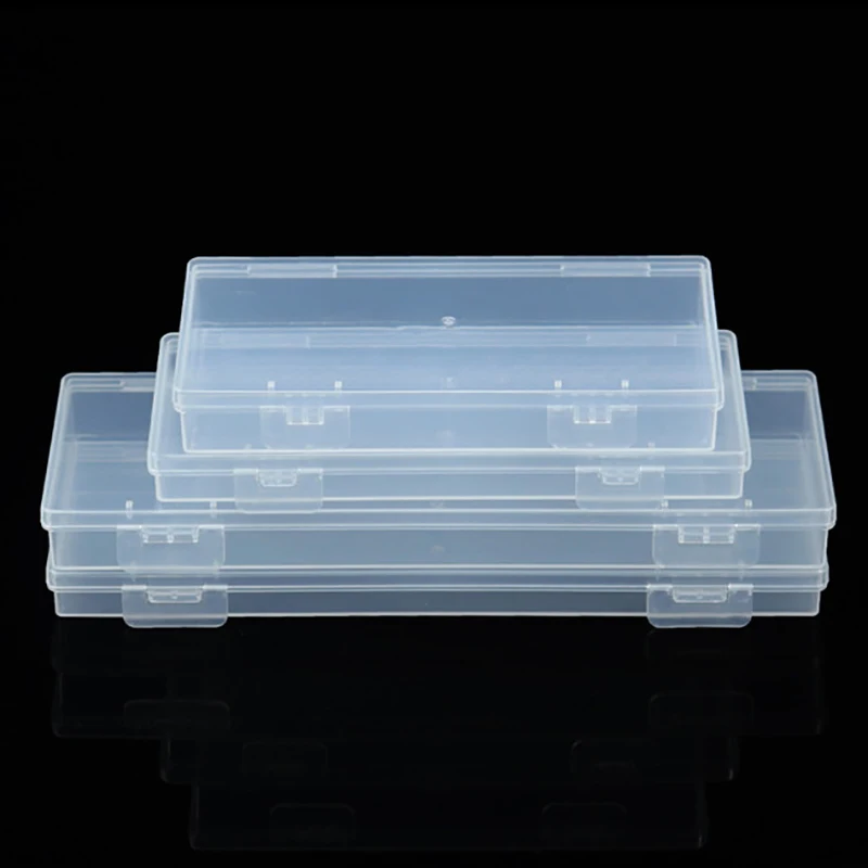 Nail Art Storage Box Nail Parts Organizer Clear Cuboid Plastic Container Packaging Case For Nail Brush File Manicure Tools