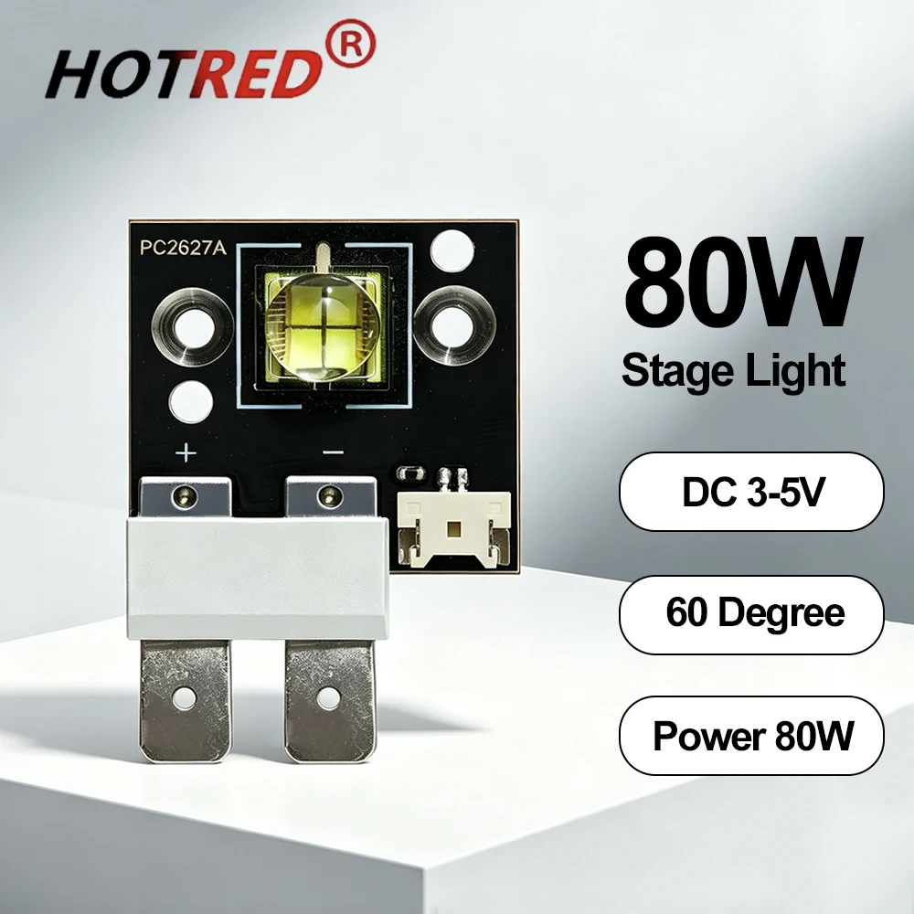 1-5pcs Stage Light 60W 80W 3V-5V 60Degeree Focus Angle Chip CBT90 Cold White 8000-8500K For Moving Head Disco DJ Lamp  Projector