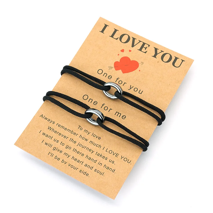 New Paired 2Pcs True Love Bracelet For Couple Selected Grade A 3mm String Matching Braslet Weaven Best Friend Braclet Adjustable