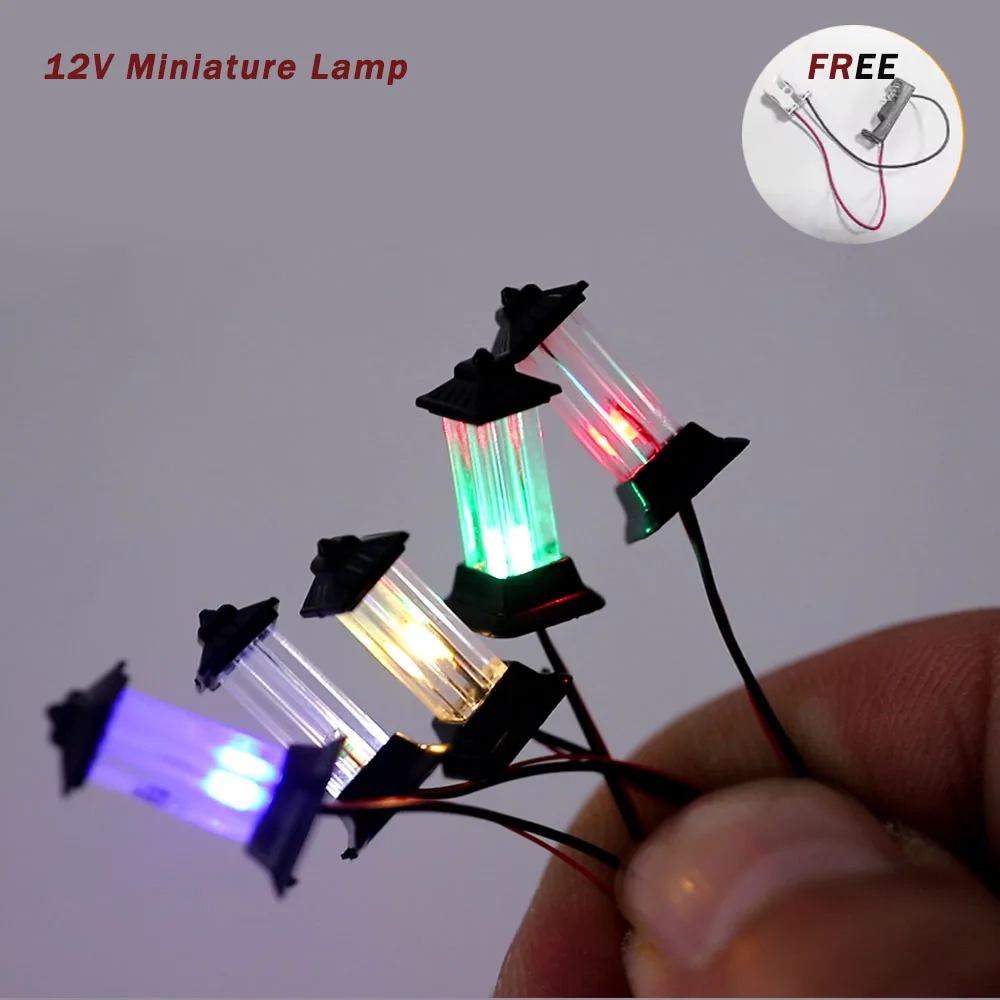 

3PCS 12v Ho Scale Miniature Luminous Lawn Lamp Model 1:87 Toys Light Architecture Building Materials for Diorama/Decoration