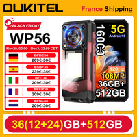 Smartphone OUKITEL WP56 36GB (12+24) 512GB Android 15 16000 mAh 45W Lampe de camping 6.8''  120Hz 128dB 108 MP 5G Mobile Phone