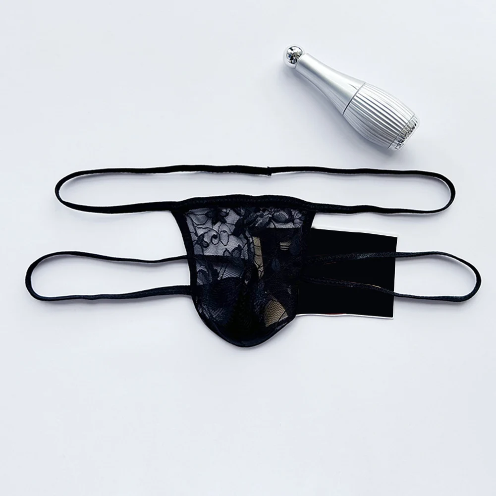 Sexy Lace Men Thong Underwear Transparent T-String Vintage Flower Pattern Briefs Gay Erotic See Through Jock Straps Men Underwea