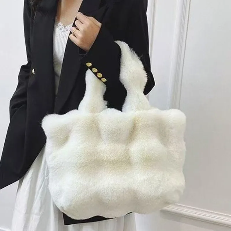 Fashion Plush Tote Bag for Women Shoulder Bag Large Capacity Shopping Bags Class Bag for Girl Designer Bags Bolsas Femininas 가방