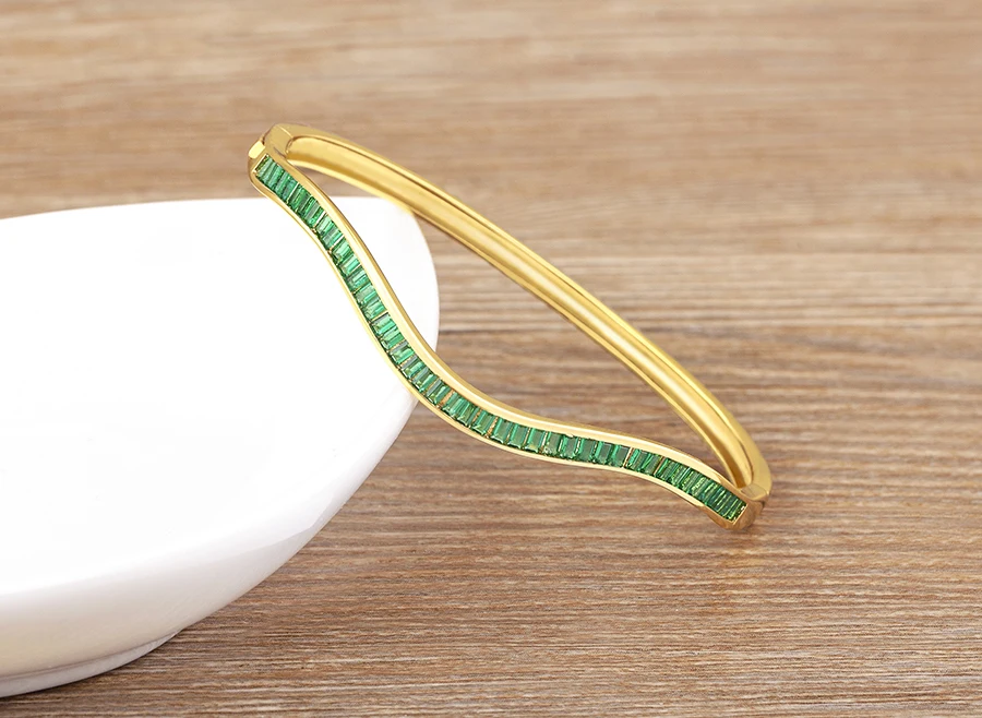 Nidin Licht Luxus Offene Armreif für Frauen Matt Frauen Armband Doppel Linie Ring Liebe Verwoben Wasser Welligkeit Armband Schmuck – Detail 11