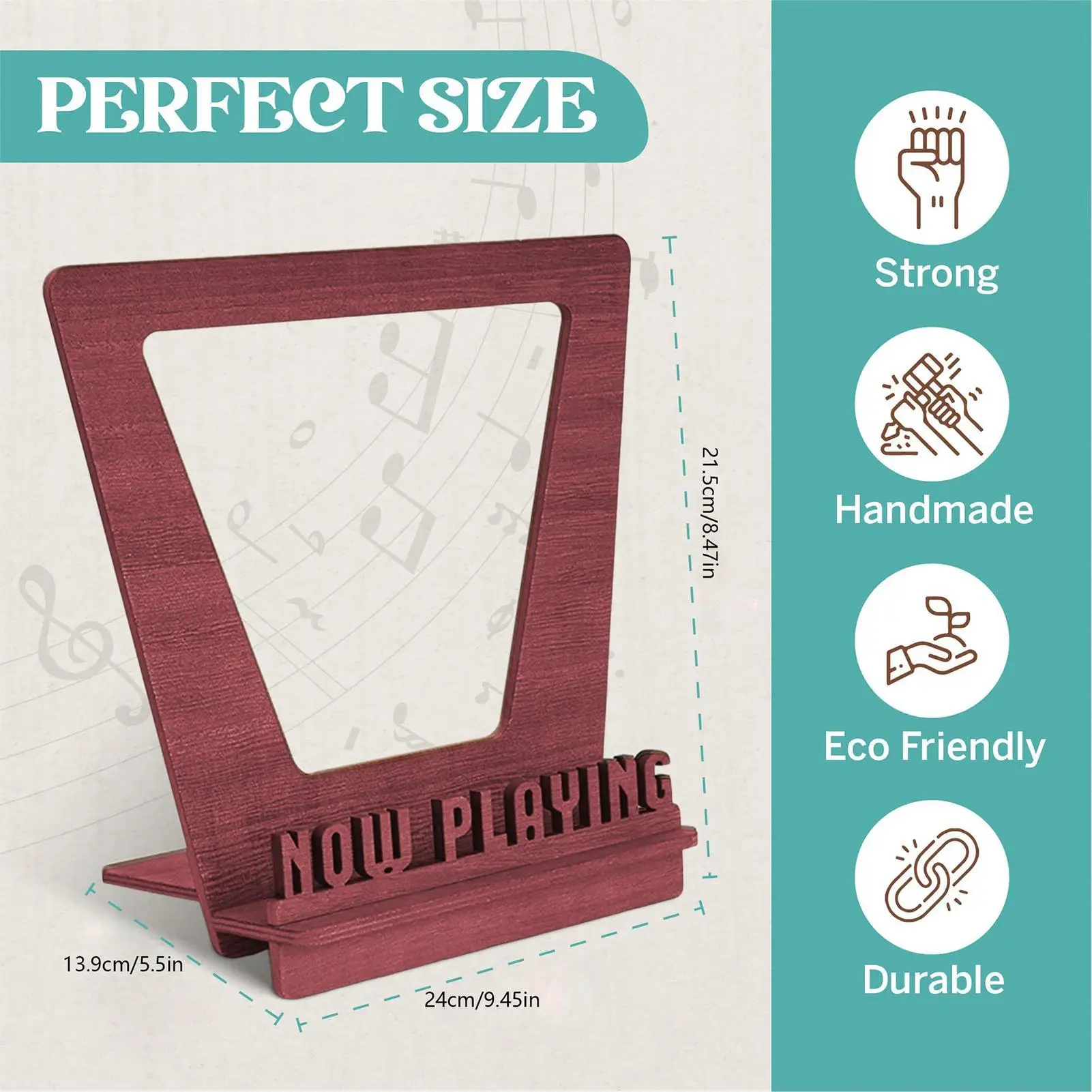 Wooden Record Holder Playing Wood Stand Record Storage Rack Album Storage Shelves Holds Up To 5 LP vinyl record display rack view 6