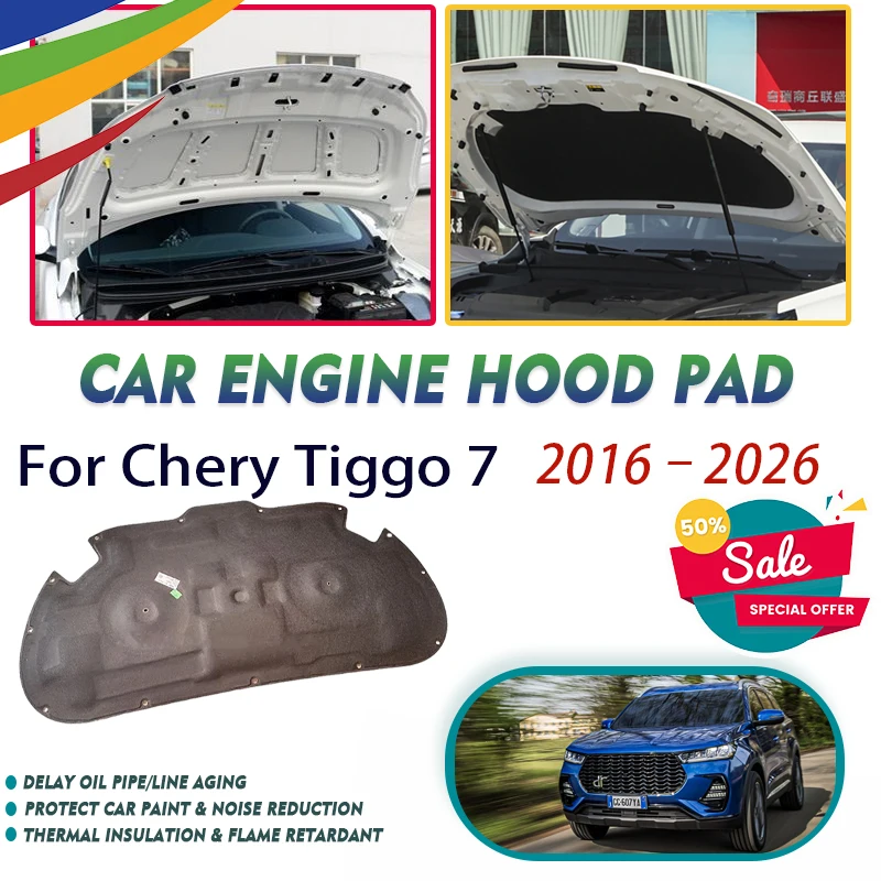 Car Engine Hood Pad For Chery Tiggo 7 DR 6.0 Xcite X-Cross Ebro S700 DR F35 2016~2026 Soundproof Insulation Mat Auto Accessories