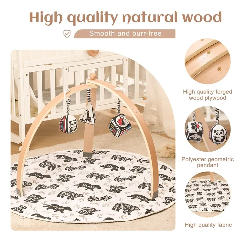 New Wooden Gym Portable Frame Rack Nordic Baby Baby Activity Gym Mobile Suspension Baby Room Decoration Newborn Baby Accessories