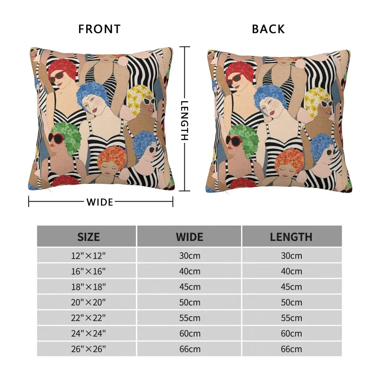 Willow Lake Swim Club Ladies Square Pillowcase Polyester Linen Velvet Pattern Zip Decor Pillow Case Sofa Cushion Cover 45x45