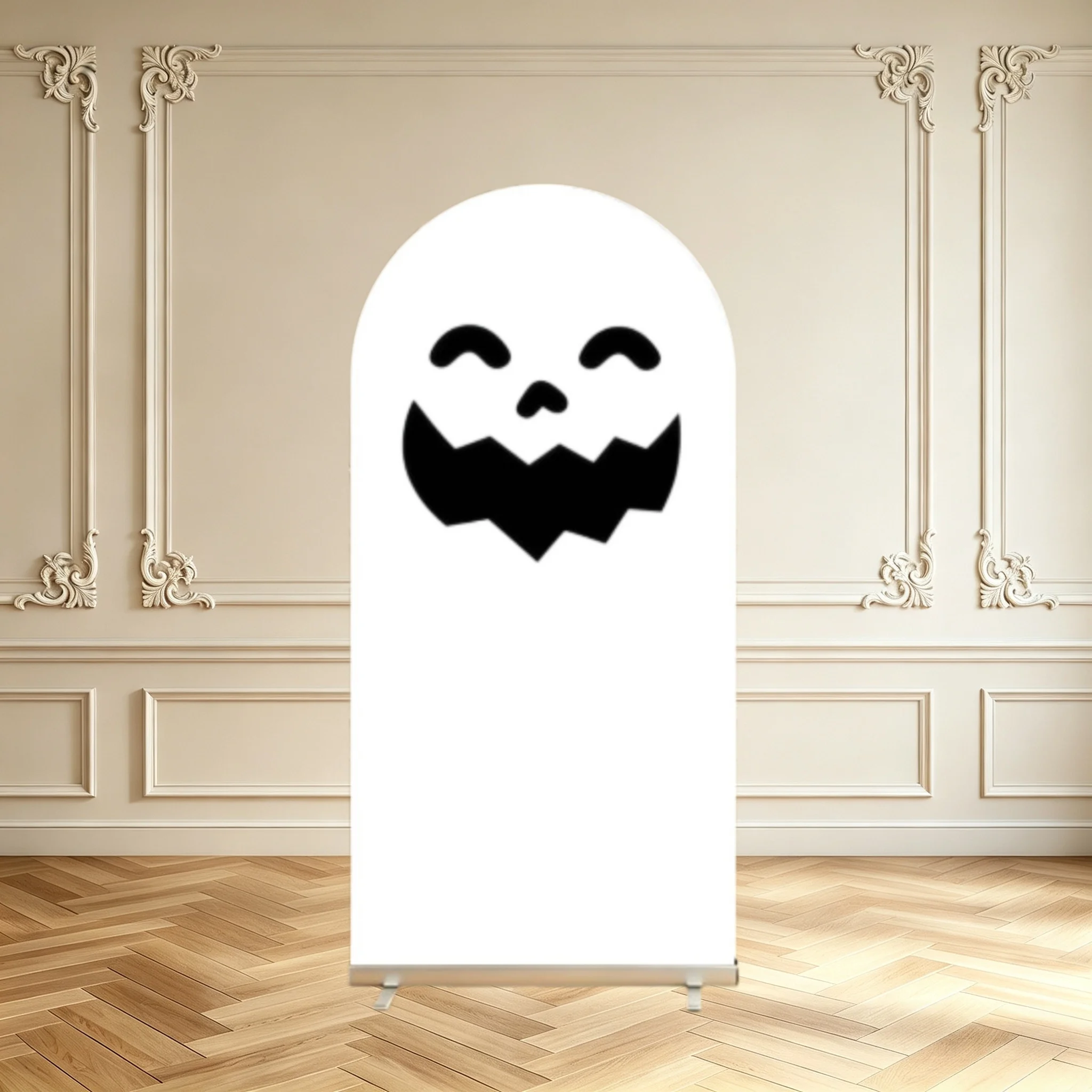 Halloween Spooky Arch Backdrop Cover Cute Mummy Bat Pumpkin Face Halloween Party Decoration Double Sided Arch Cover Background