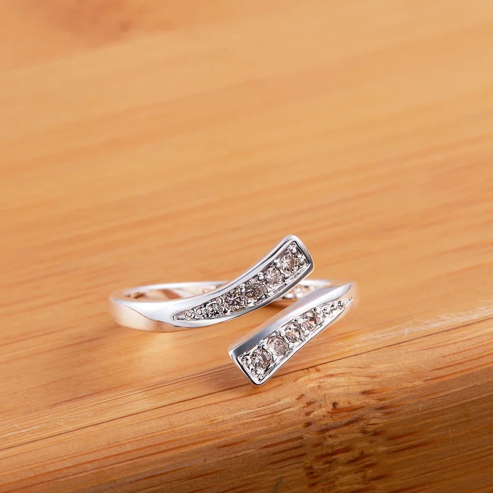 Hot 100% 925 Sterling Silver kryształowy pierścionek dla kobiet regulowany rozmiar moda przyjęcie zaręczynowe ślub luksusowa biżuteria prezent świąteczny