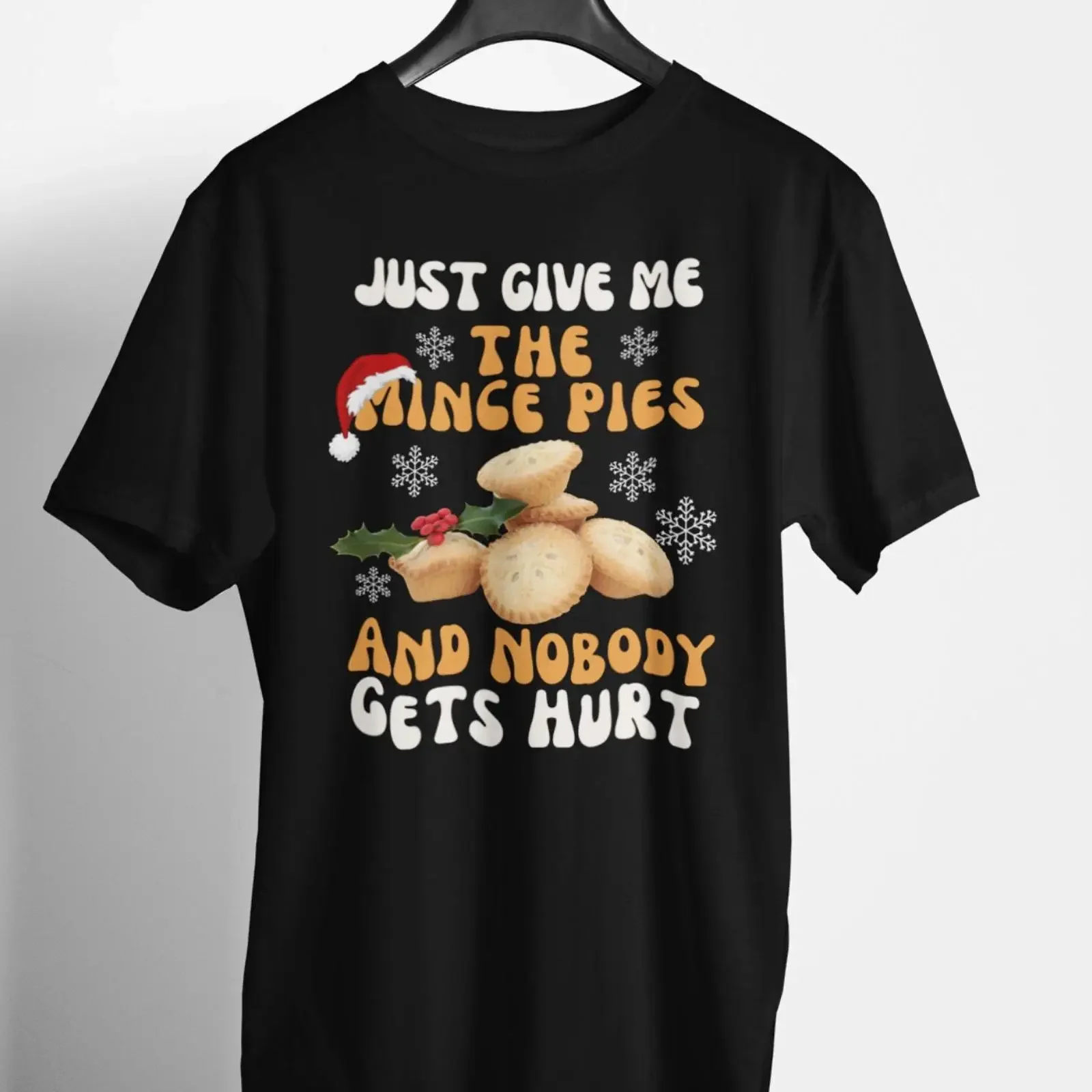 Funny Mince Pie Christmas T Shirt Humorous Holiday vintage Washed Versatile streetwear designer clothes Comfortable