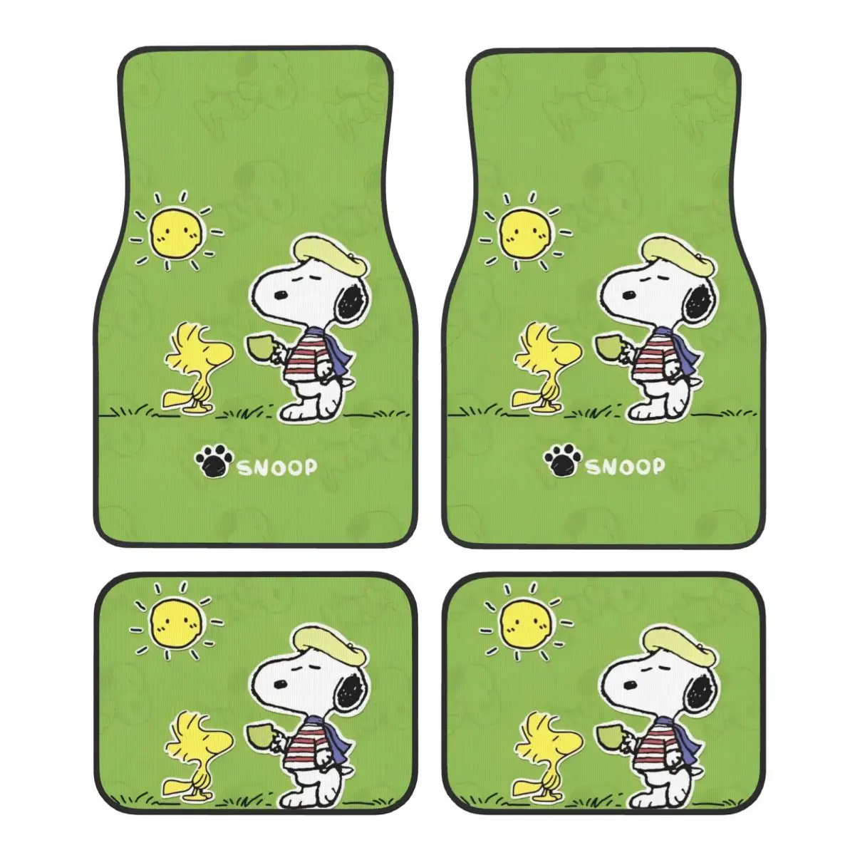 

Snoopys Cartoon Dog Floor Mats for Cars All-Weather Anti-Slip Floor Mats Liner Full Set Car Accessories