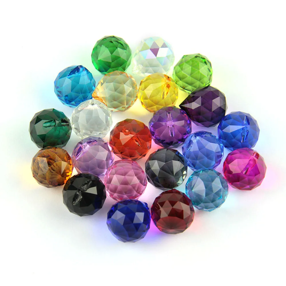 15mm 10pcs Crystal Glass Lighting Faceted Ball Feng Shui Lamp Prism Chandelier Parts Sun Catcher Home Wedding Party Decoration