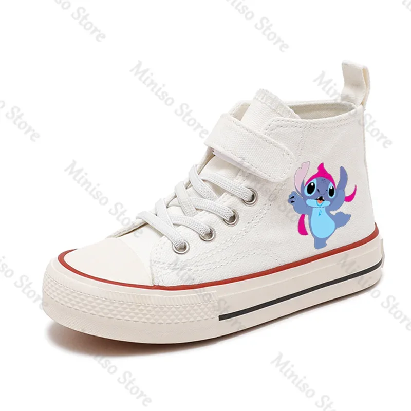 Print Boys Tennis Shoes Canvas Kid Girls Sport kawaii Lilo Stitch  Girl High-top  Disney Casual  Children  Cartoon comfort Shoes