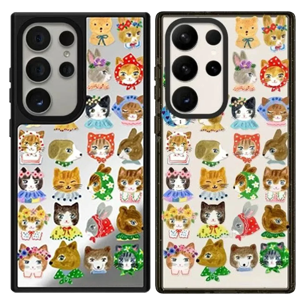 

Cartoon Cats Rabbits Mirror / Acrylic Magnetic Case: Compatible with Samsung Galaxy S23 U S24U S25 Ultra S25+ Plus Shell