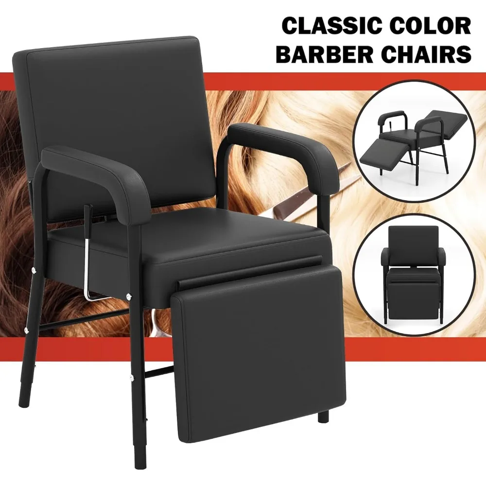 كرسي شامبو احترافي للاستلقاء في صالونات التجميل مع دعم للساق لمصففي الشعر وعلاجات التجميل في السبا باللون الأسود