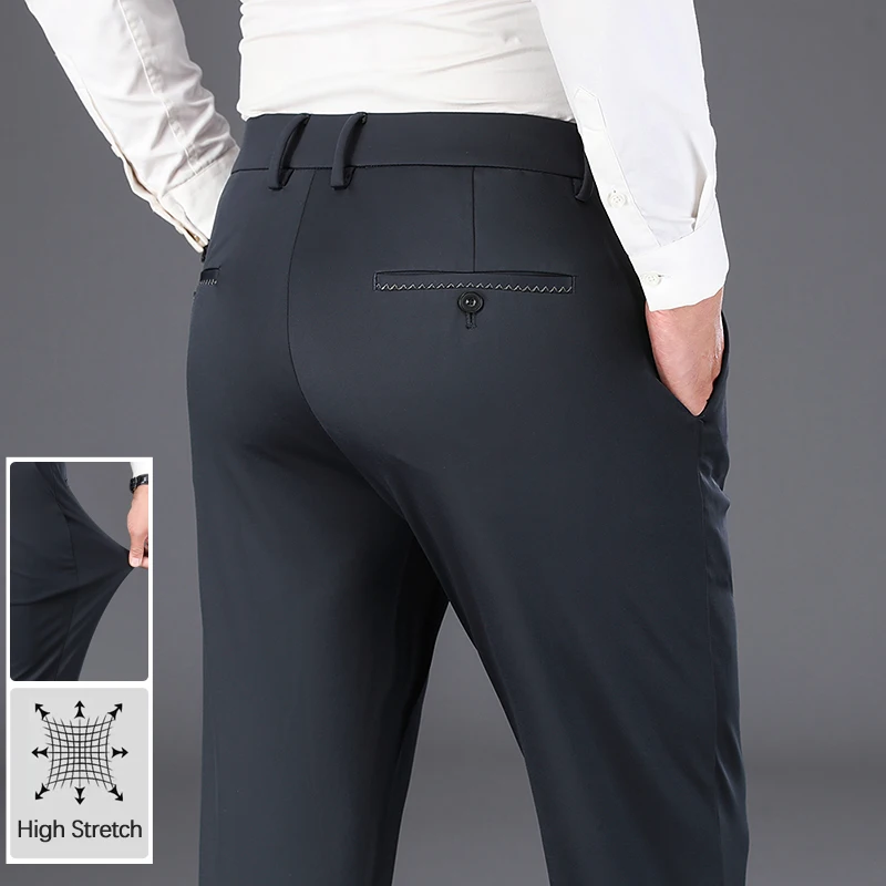 

2024 New Autumn Men's Straight Casual Pants Comfortable and Highly Elastic Formal Business Suit Trousers Classic Black Blue Gray