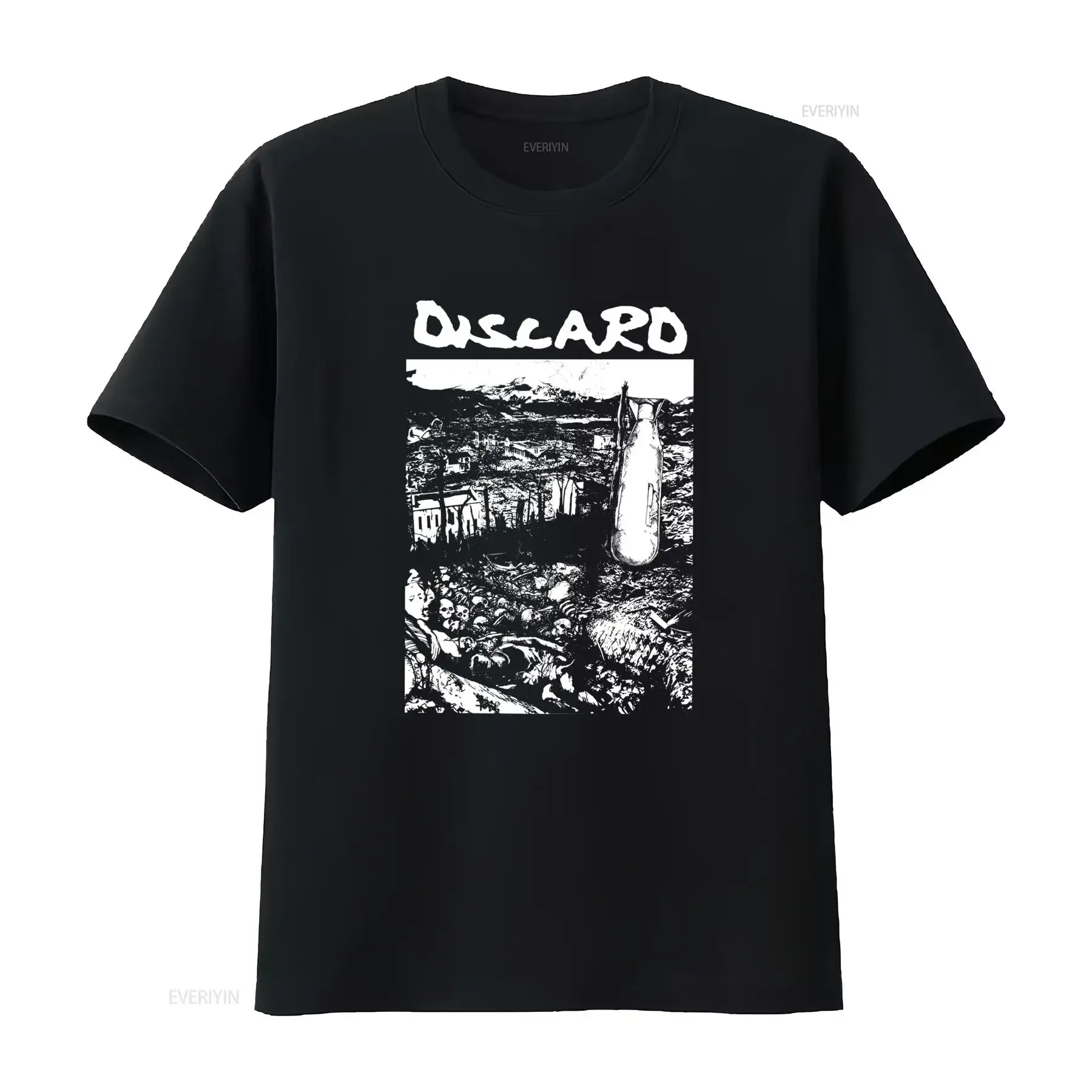 Discard Punk Crust T-Shirt mit edlem urbanem Print für mutige Fashion-Statements, Vintage-Waschung, vielseitig, atmungsaktiv, für Herren