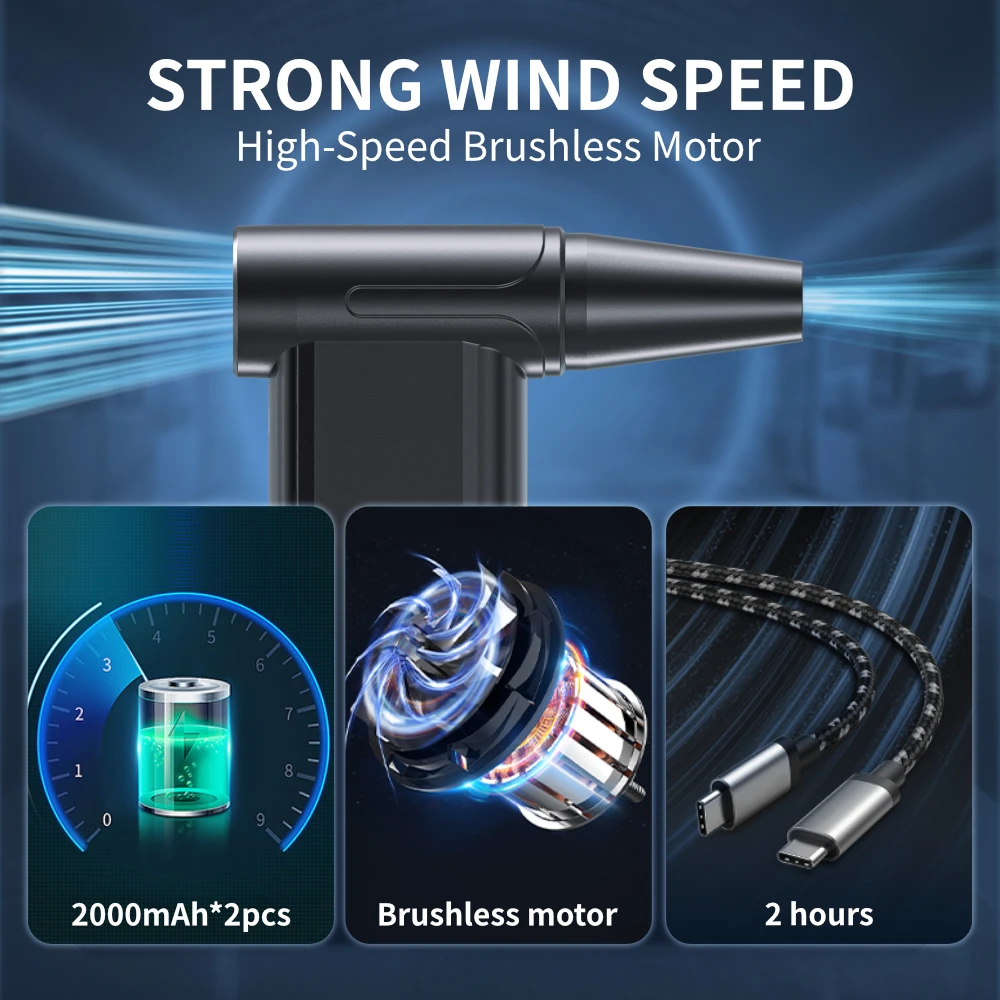 40000-100000RPM AD51 Air Blower Portable Turbo Jet Fan Compressed Air Duster Computer Keyboard Cleaner for PC Car Camera