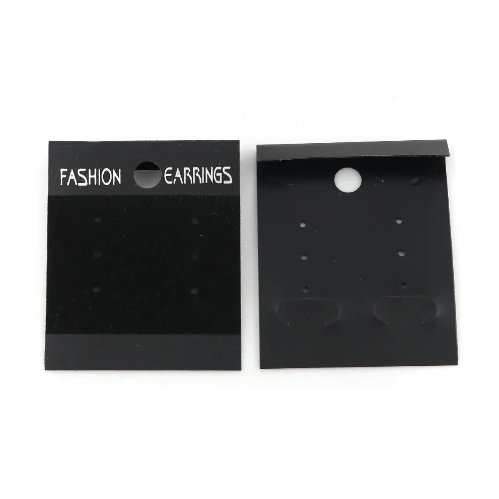 DoreenBeads PVC Jewelry Earring Display Card Rectangle Black Velvet Fabric Fashion Earrings 50mm(2") x 42mm(1 5/8"), 50 Sheets