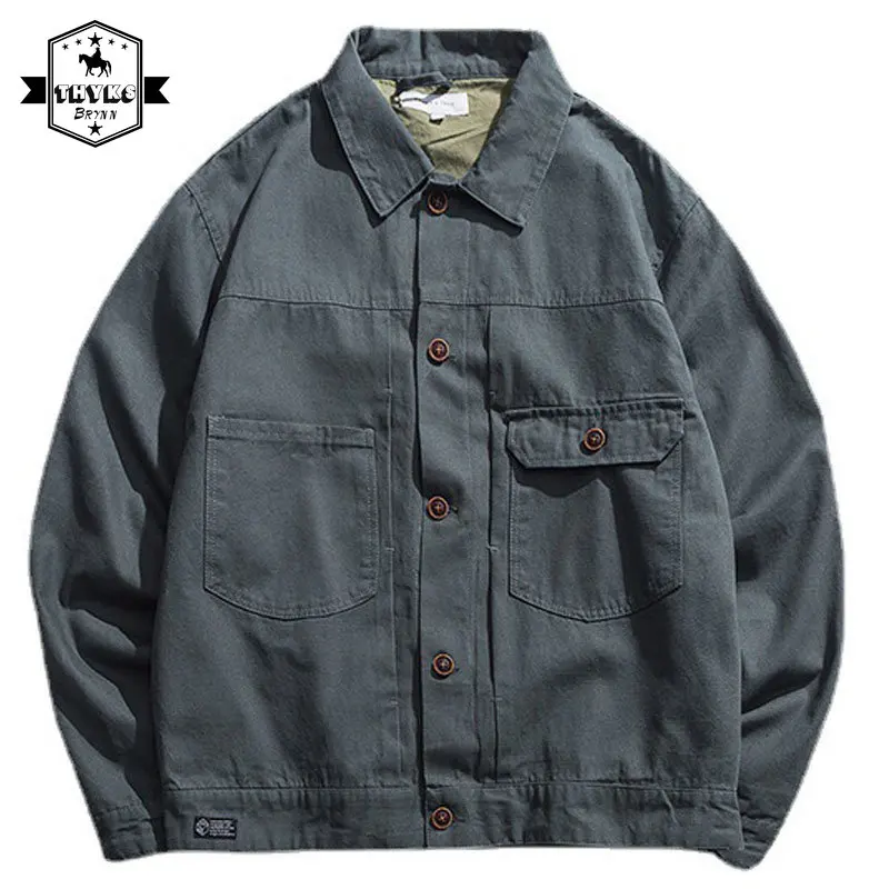 

Spring Men's Jacket Loose Solid Color Single Breast Male Casual Coats Commute Simple Windbreaker Streetwear Outwear Men Clothing