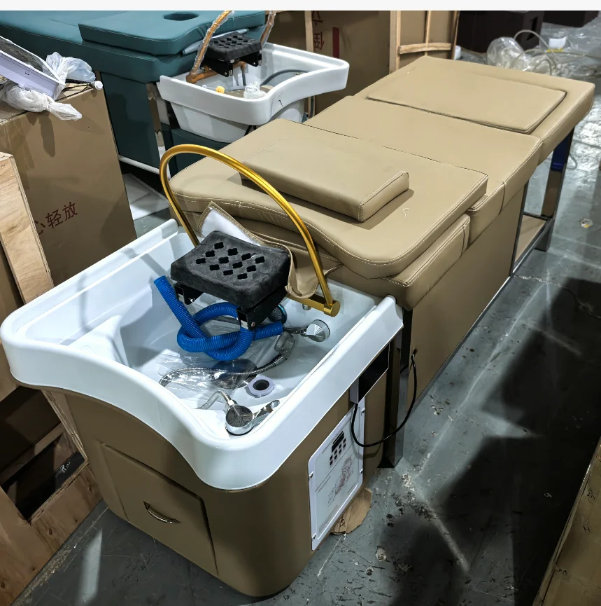 2026 Hair Salon Spa Shampoo Unit with 90-litre Water Tank and Foot Massage Basin Beauty Salon Head Spa Bed Barber Shop Hairdress