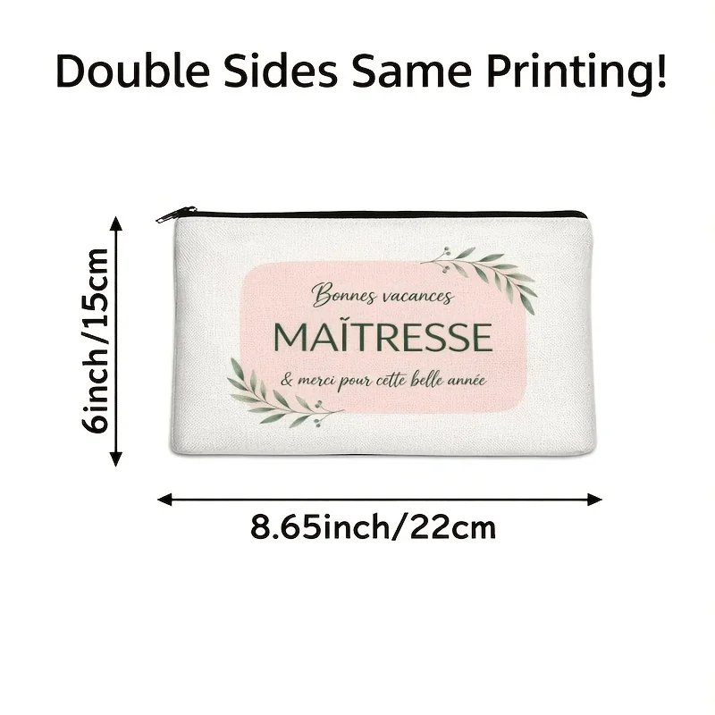 French Teacher Theme Makeup Bag Appreciation Gift Bonnes Vacances Design Thank You Gift for Educators Teacher's Gift Women 4
