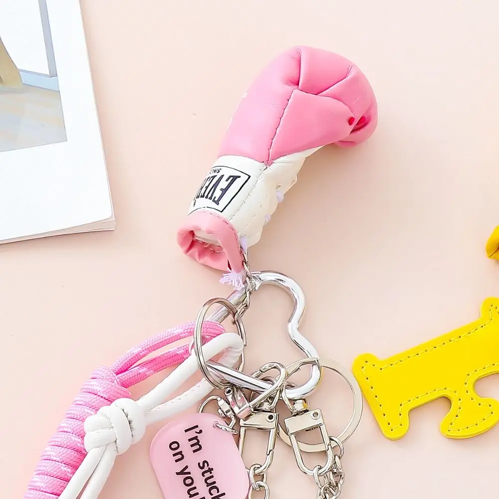 Heart Buckle Boxing Gloves Bag Hanging Stars Badminton Racket Simulation Gloves Keyring Creative Bag Charm
