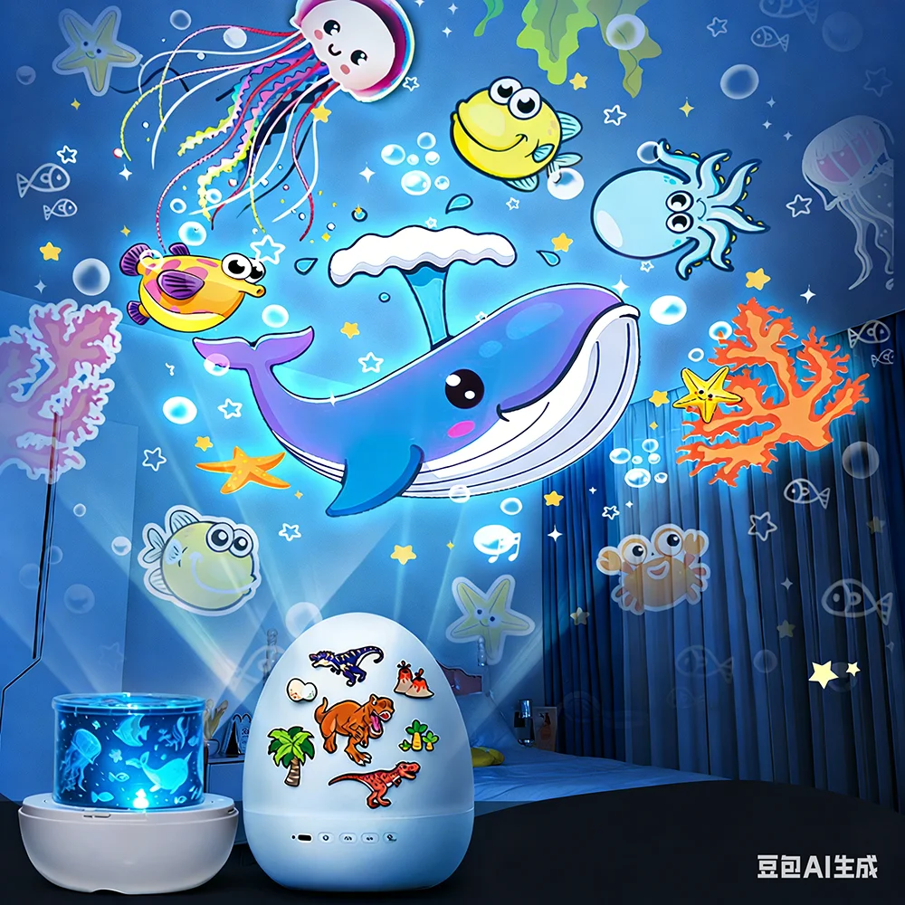 1pc Dinosaur Egg Star Light Projection Rotating Rechargeable Bedroom Ceiling Atmosphere Night Lamp Childrens Gift With JJ2267