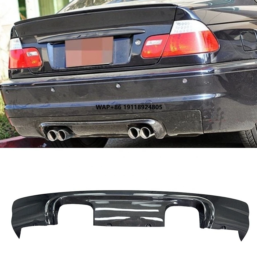 

For E46 M3 1998-2004 Carbon Fiber Rear Bumper Diffuser Lip CSL Style New Condition Spoiler Bodykit with Exhaust Cut-Outs