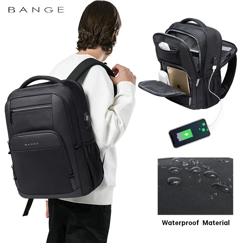 Bange Men's Backpack Men's Laptop Bag Casual Student Backpack Breathable Large Capacity USB-Equipped Backpack