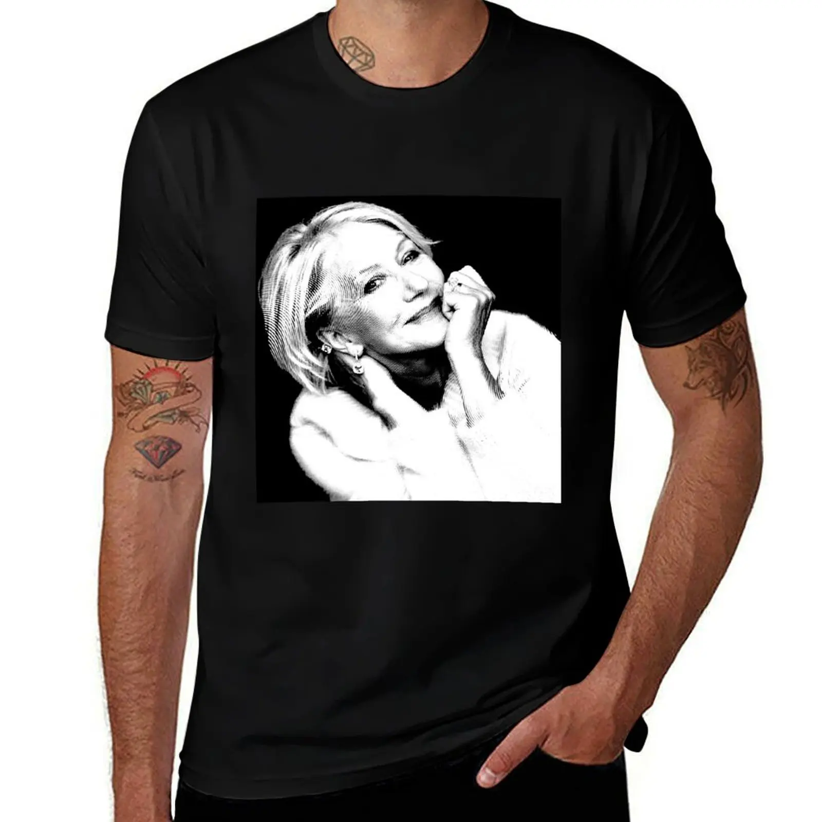 Helen Mirren Linocut In Black & White T-Shirt basketball graphic tees customizeds vintage summer top mens t shirts