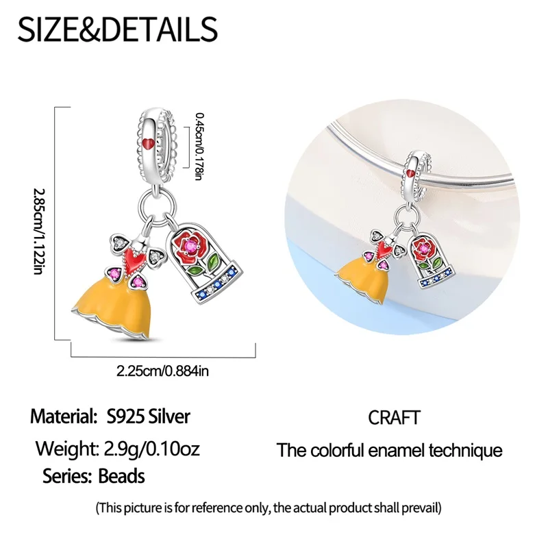 Hot Sales 925 Sterling Silver Rose Ball Charms Beads Fit 3mm Original Bracelet DIY Women Birthday Jewelry Gifts 5