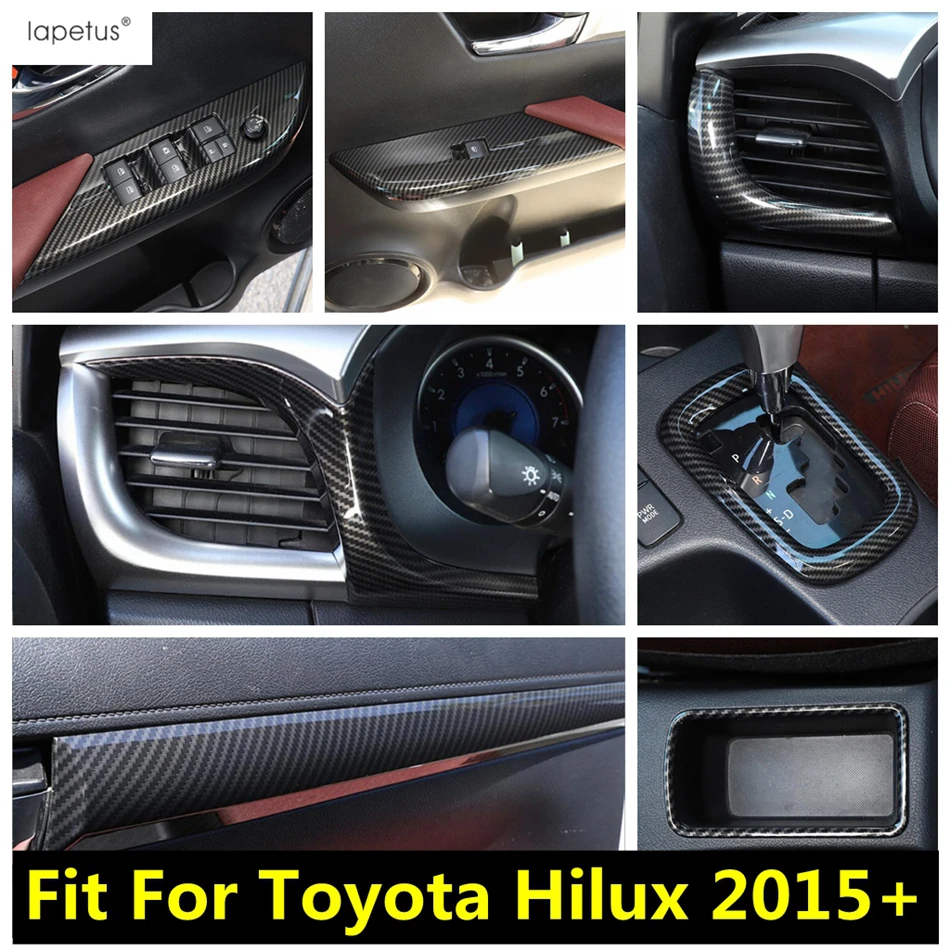 

Carbon Fiber Accessories For Toyota Hilux 2015-2021 Dashboard Air Vent Shift Gear Panel Water Cup Holder Cover Trim Car Interior