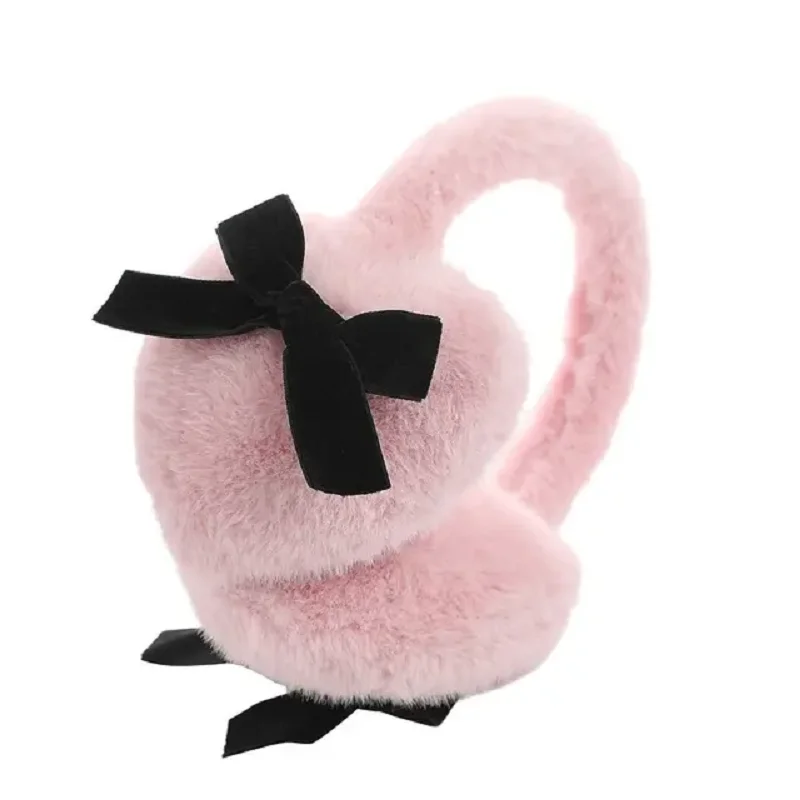 Cute Japanese Faux Fur Plush Earmuffs Soft Warm Thicken Y2k Bowknot Earmuffs JK Sweet Cycling Winter Earflap Women