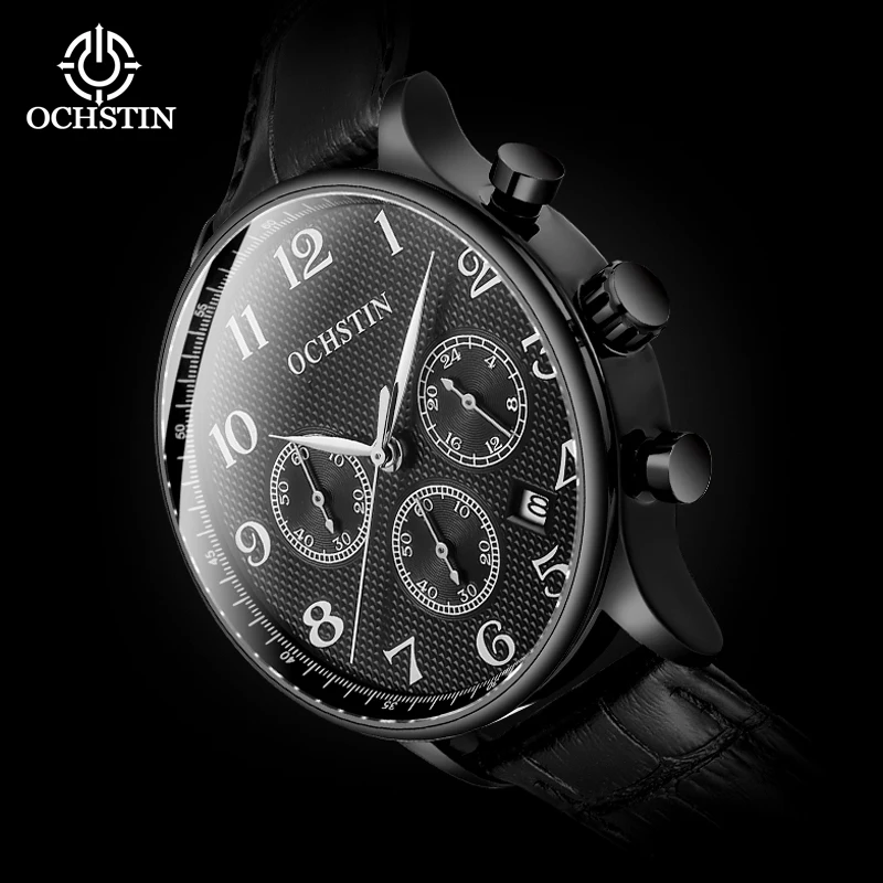 OCSHTIN Nam Quartz Chronograph Ngày Tự Động 24 Giờ Đồng Hồ Cao Cấp Nam Dây Da Công Sở Đồng Hồ Nam Tặng Cho Bạn Trai