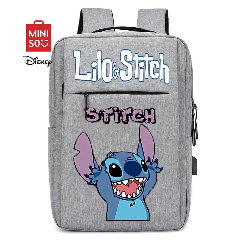 

MINISO Disney 2025 New Cute Lilo & Stitch Charging Backpack Large Capacity Student Laptop Bag Teenage Casual Fashion Schoolbag