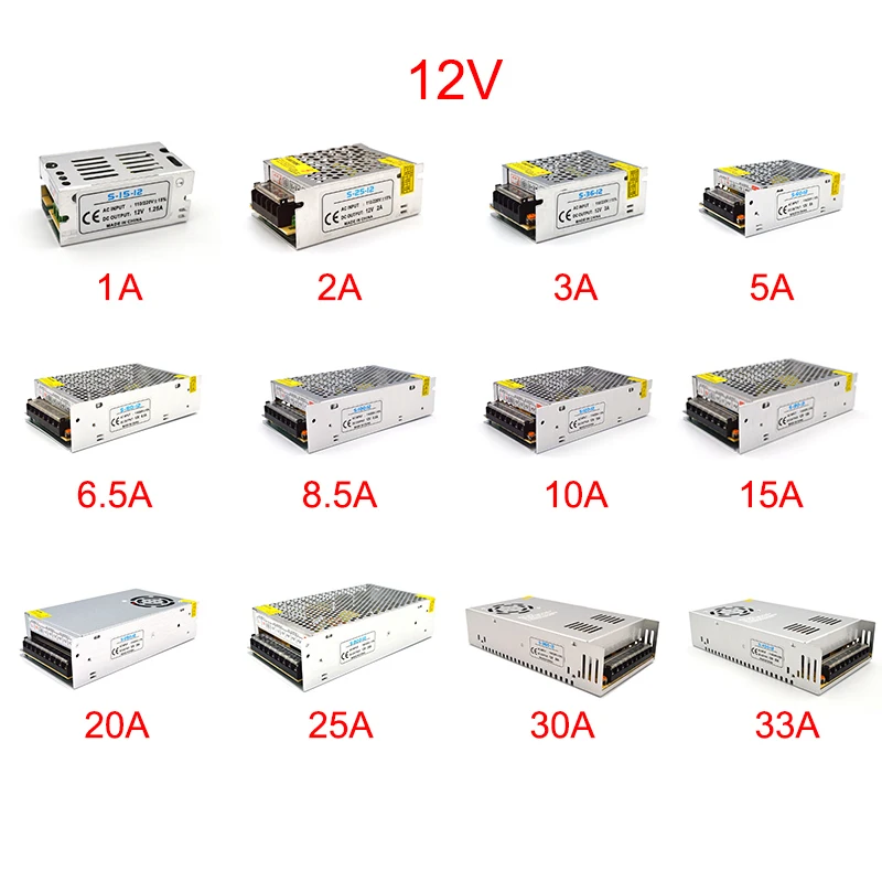 Switching Power Supply Transformers AC 220V To DC 12V Source Adapter SMPS For LED Strip CCTV 1A 2A 3A 5A 10A 15A 20A 25A 30A 33A