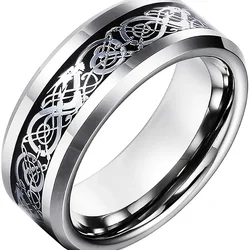 1pc Modern 316L Stainless Steel Ring - Heavyweight 8mm Band, Black to Brown Gradient with Dome-Inlaid Synthetic Blue -like - Uni