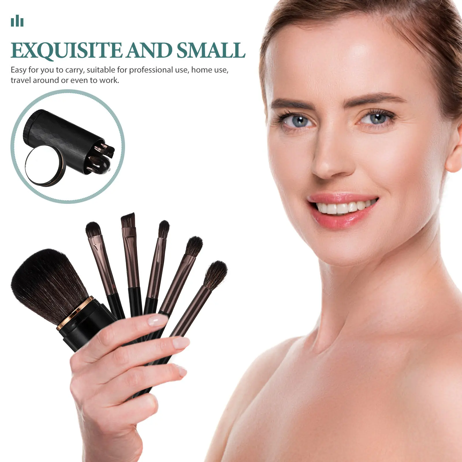 

Набор кистей для макияжа для путешествий, 1 комплект, профессиональные инструменты с зеркалом, портативный аппликатор для румян и пудры, ручки из синтетического волокна