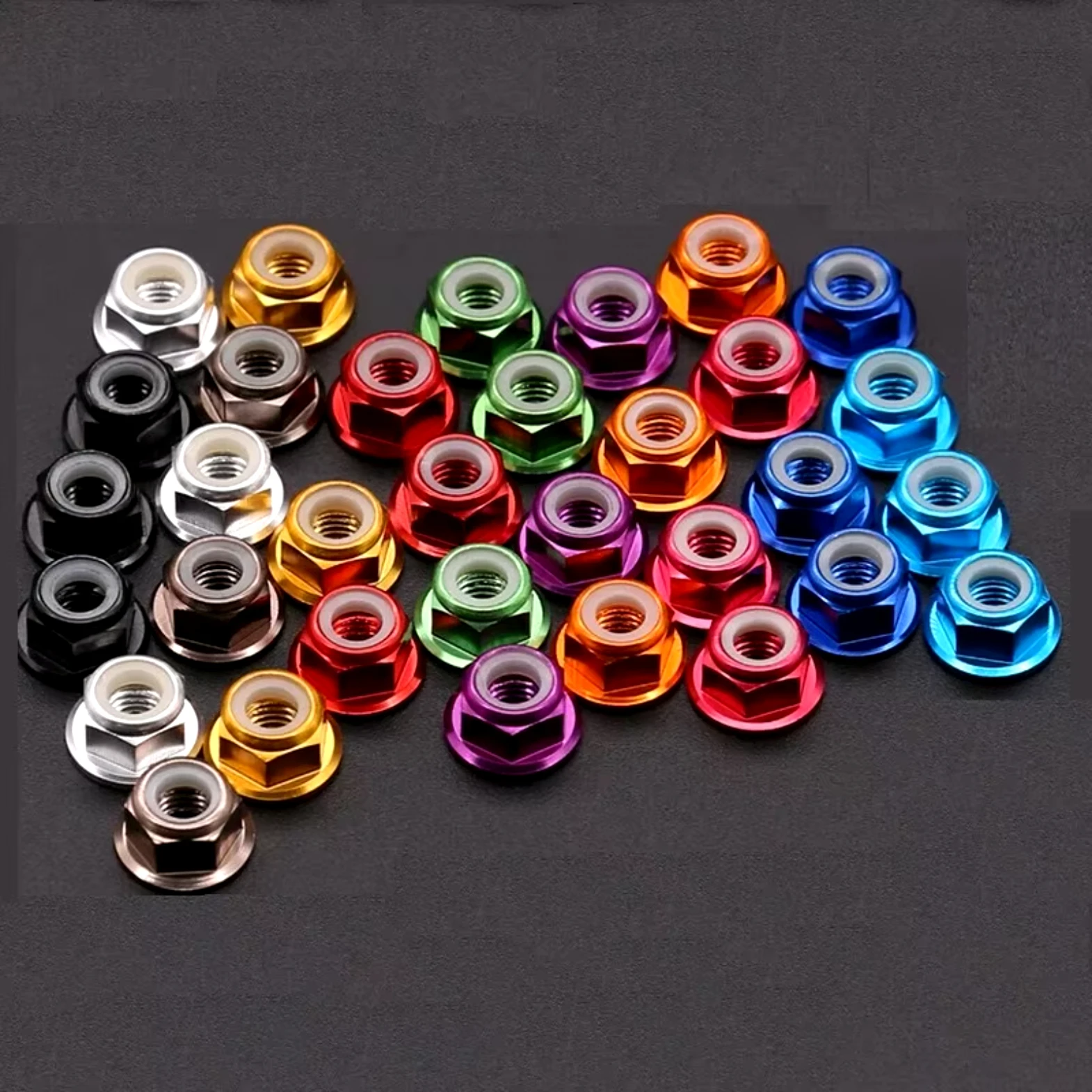 M2 M2.5 M3 M4 M5 M6 M8 Multi-Colored Aluminium Flens Hexagonale Vergrendeling Anti Losdraaiende Moer Nylon Ring Zelfborgende Moer