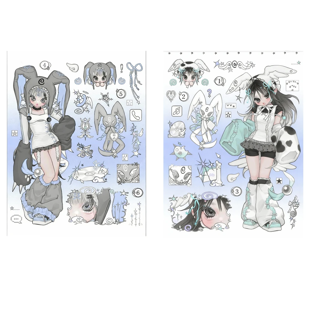 2pcs Angel Girl Sticker Goo Card Character Sticker Notebook Material DIY