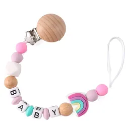 Nome di personalizzazione Clip a catena per ciuccio fatto a mano per bambini supporto per capezzoli fittizi giocattoli per la dentizione in Silicone regali per accessori per bambini