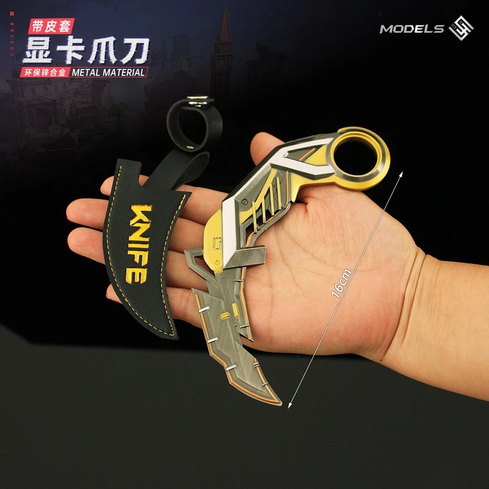 أجهزة الأجهزة الطرفية للعبة Valorant مقاس 16 سم، نموذج RGX 11z Pro Karambit، ألعاب سكاكين التدريب المصنوعة من خليط معدني، هدايا حرفية، مع حافظة جلدية غير حادة #6